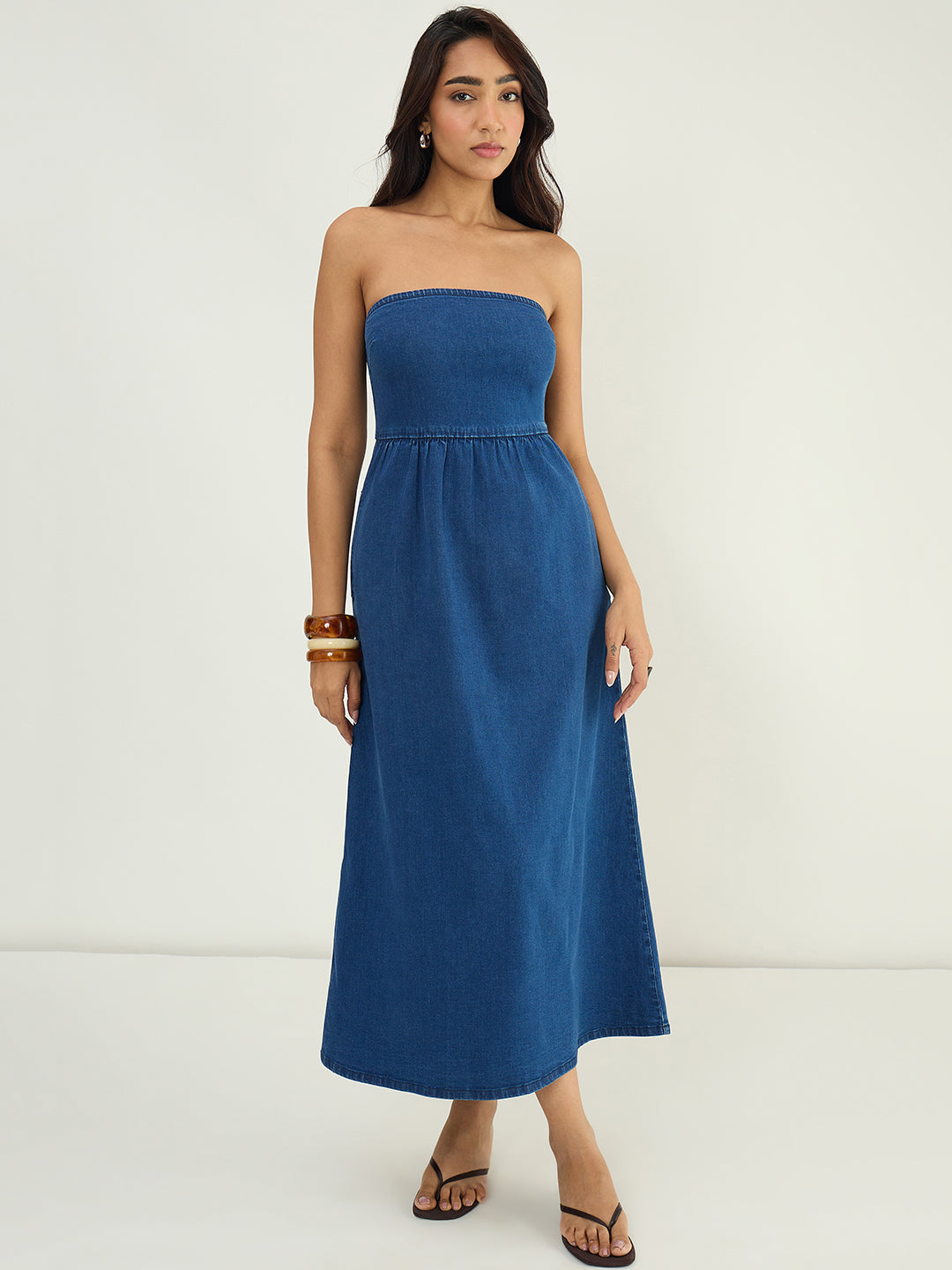 DenimStretch Navy Tube Maxi Dress