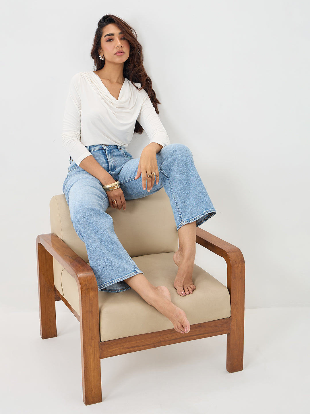 UltraSoft Bamboo White Cowl Neck Bodysuit