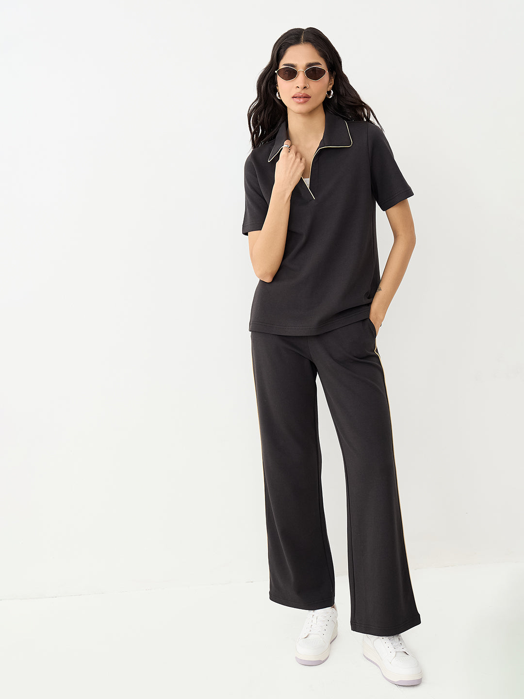 Black With Contrast Edge Knit Co-Ord