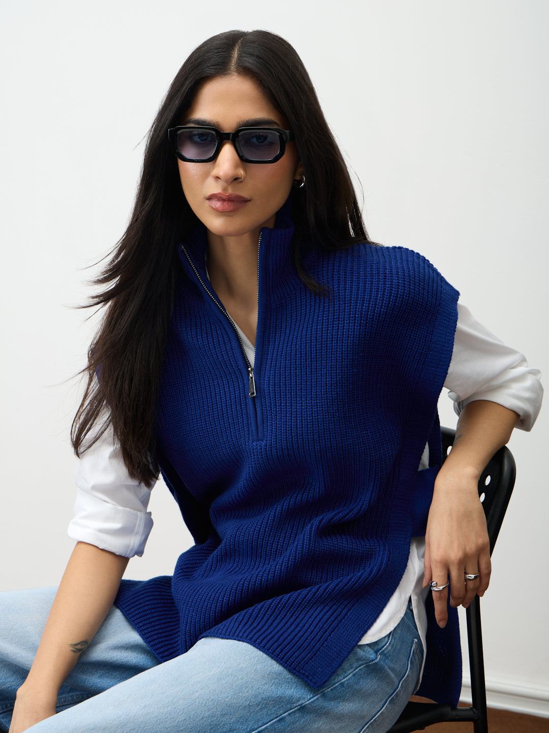 Royal Blue Zipper Sweater Vest
