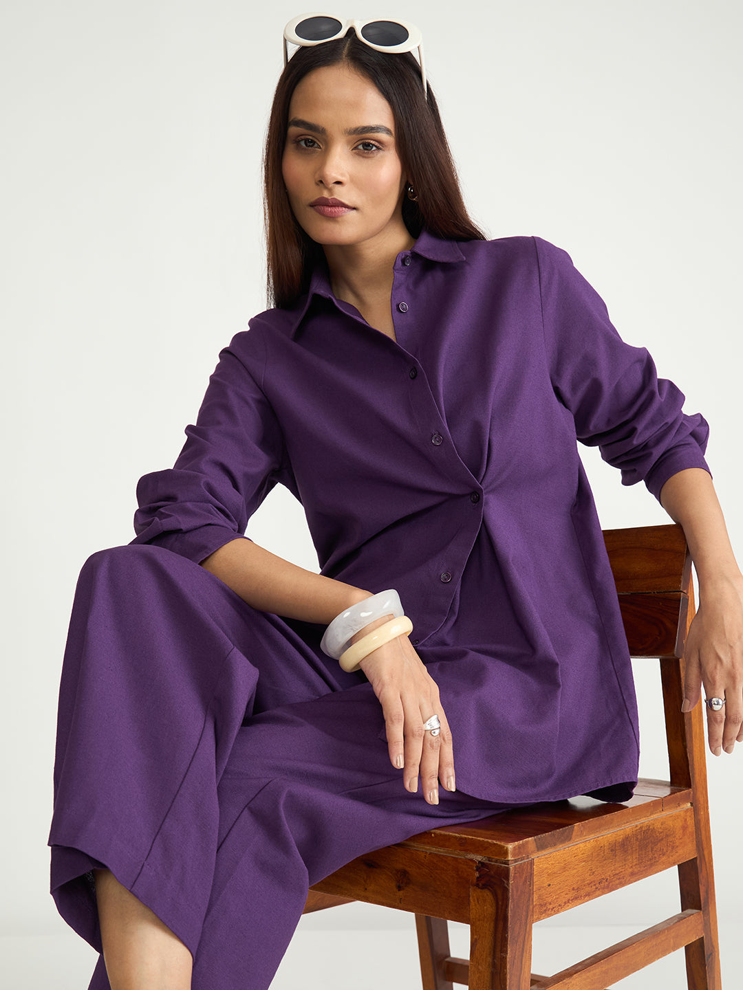 LinenLite Deep Plum Straight Pants