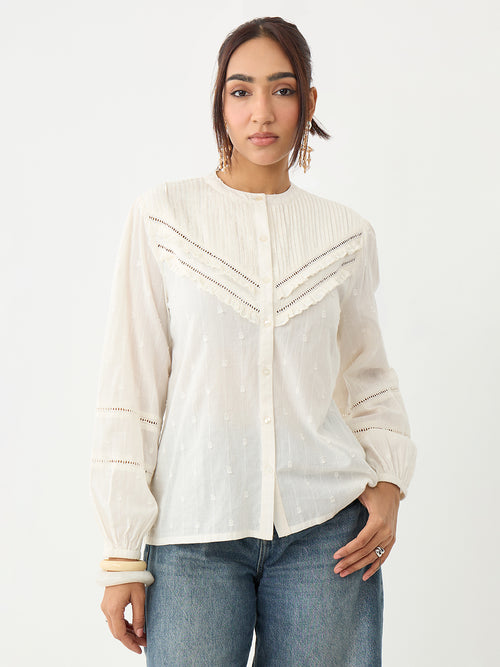 Off- White Pleated Yoke Dobby Shirt