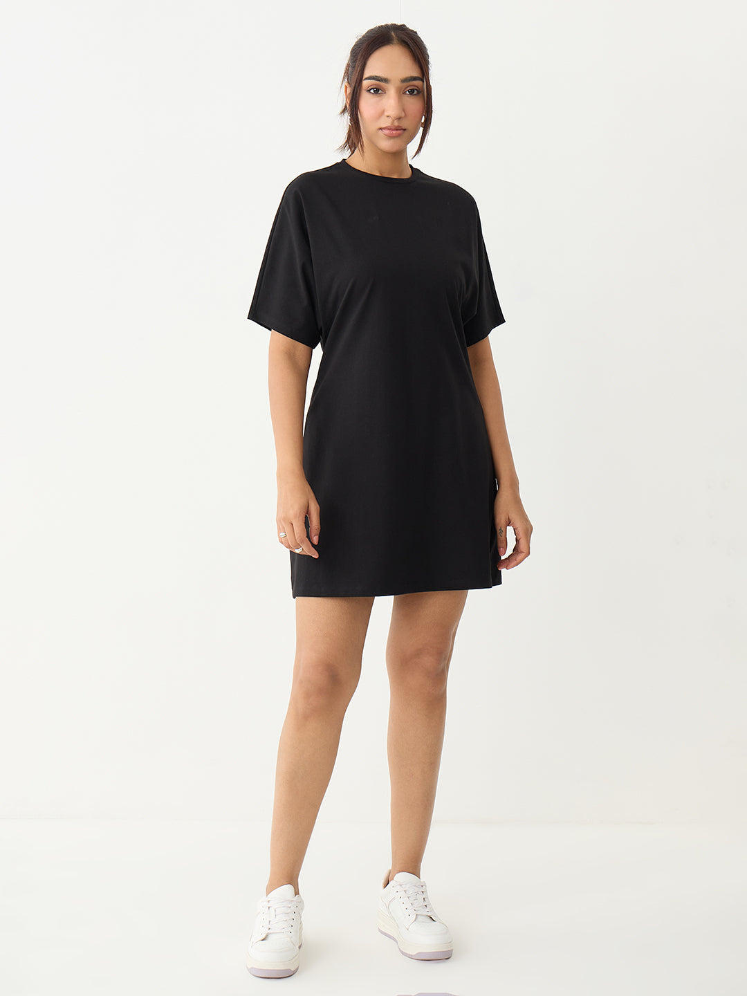 Black Knit Kimono Sleeves Mini Dress