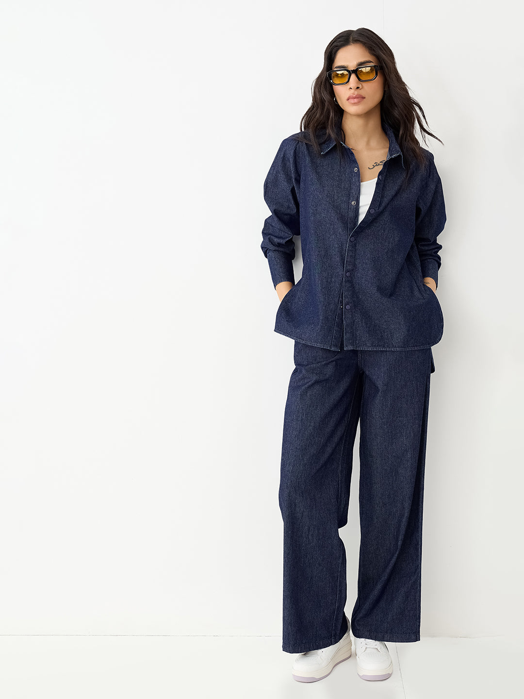 DenimClassic Navy High Low Shirt