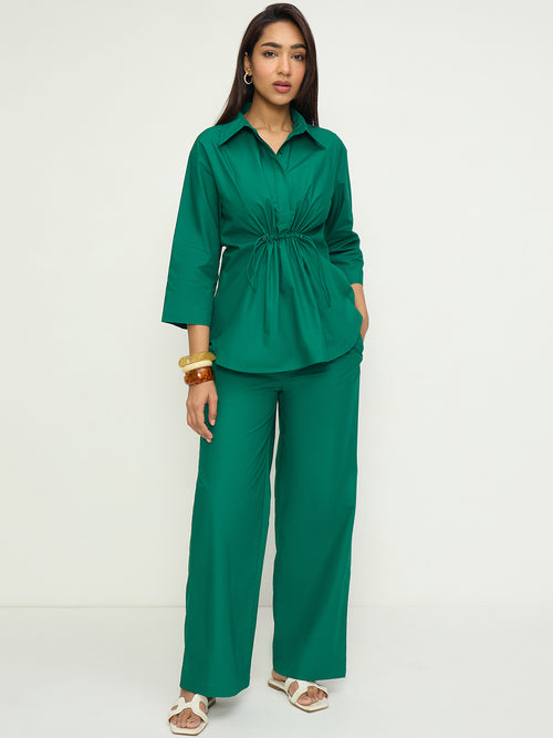 Green Poplin Shirt Co-Ord Set