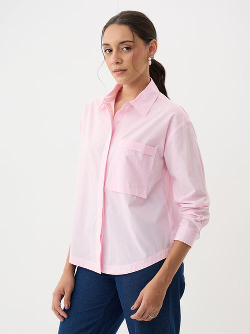 PaperLite Poplin Pink Oversized Shirt