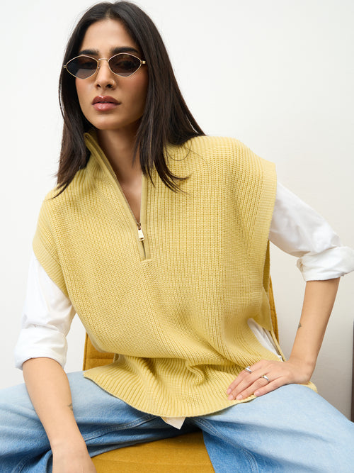 Butter Yellow Zipper Sweater Vest