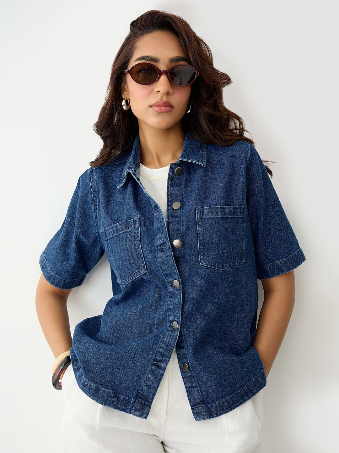 DenimClassic Mid Blue Half Sleeves Shirt