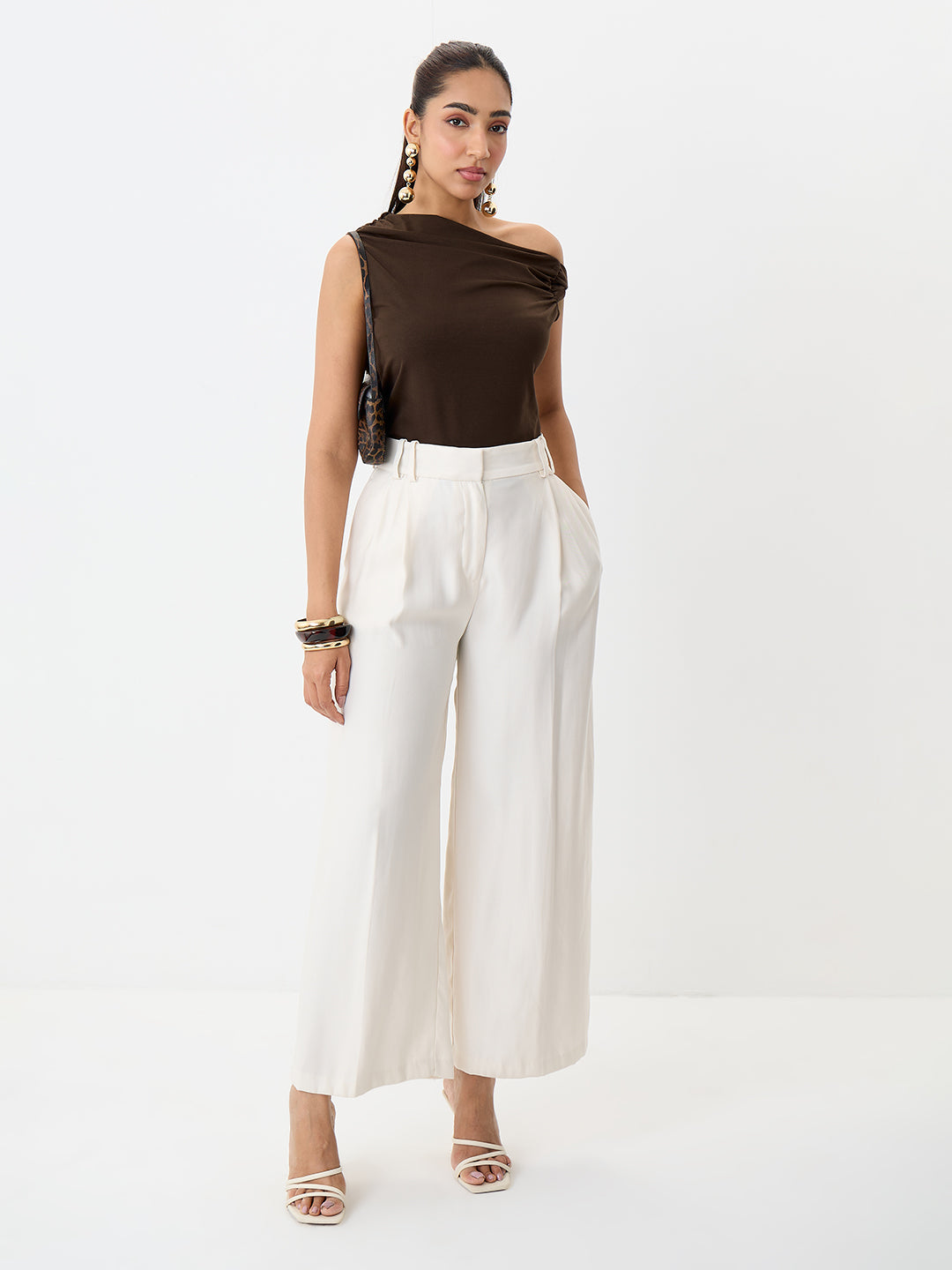 TrueStretch Brown One Shoulder Top