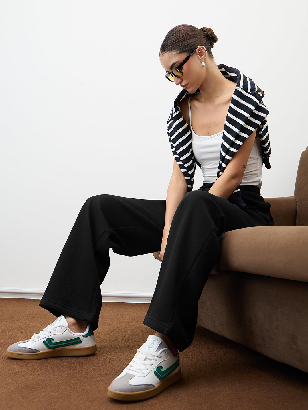 Black Straight Leg Fleece Trackpants
