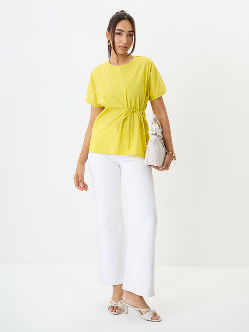 PaperLite Poplin Citrine Side Tie-Up Top