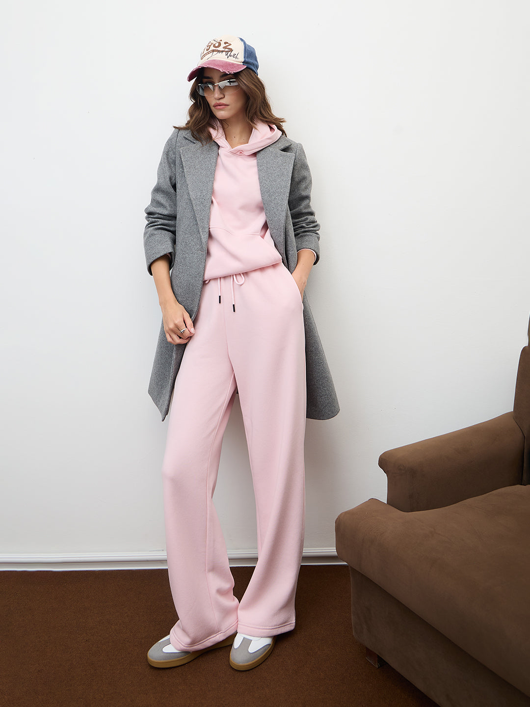 Powder Pink Straight Leg Fleece Trackpants