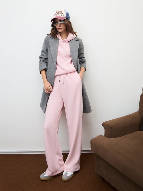 Powder Pink Straight Leg Fleece Trackpants