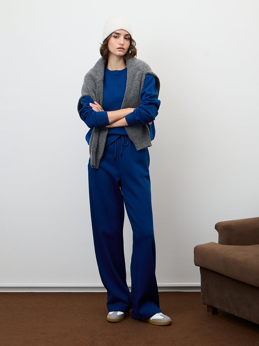 Royal Blue Straight Leg Fleece Trackpants