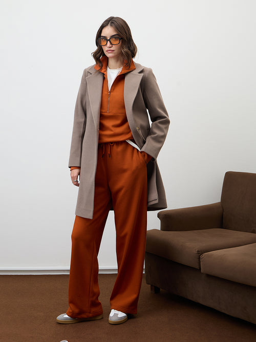 Rust Straight Leg Fleece Trackpants