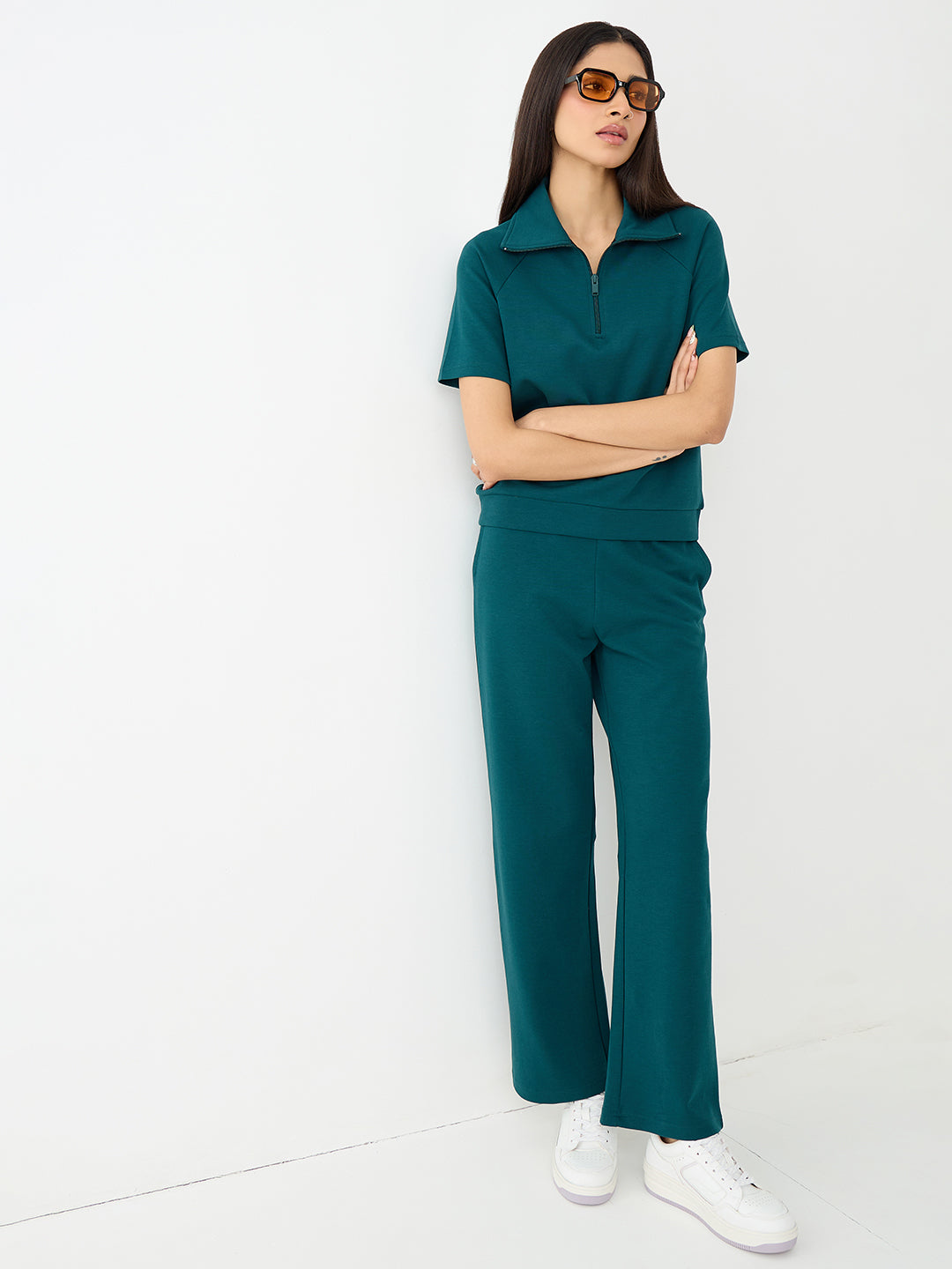 Teal Tonal Zip Knit Co-Ord