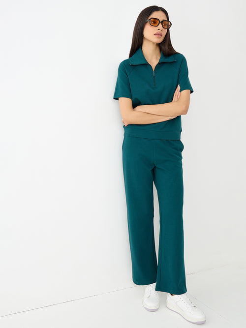 Teal Tonal Zip Knit Co-Ord