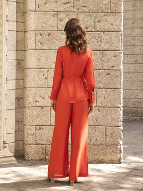 Rust Orange Cannes Set - Tie Top And Pant