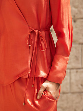 Rust Orange Cannes Set - Tie Top And Pant