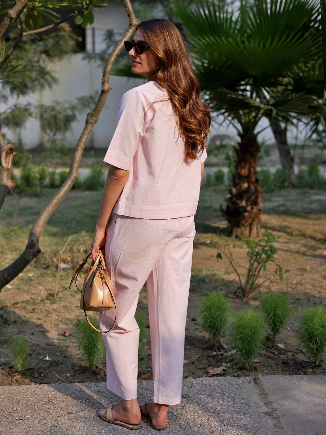 LinenLite Powder Pink Straight Pants