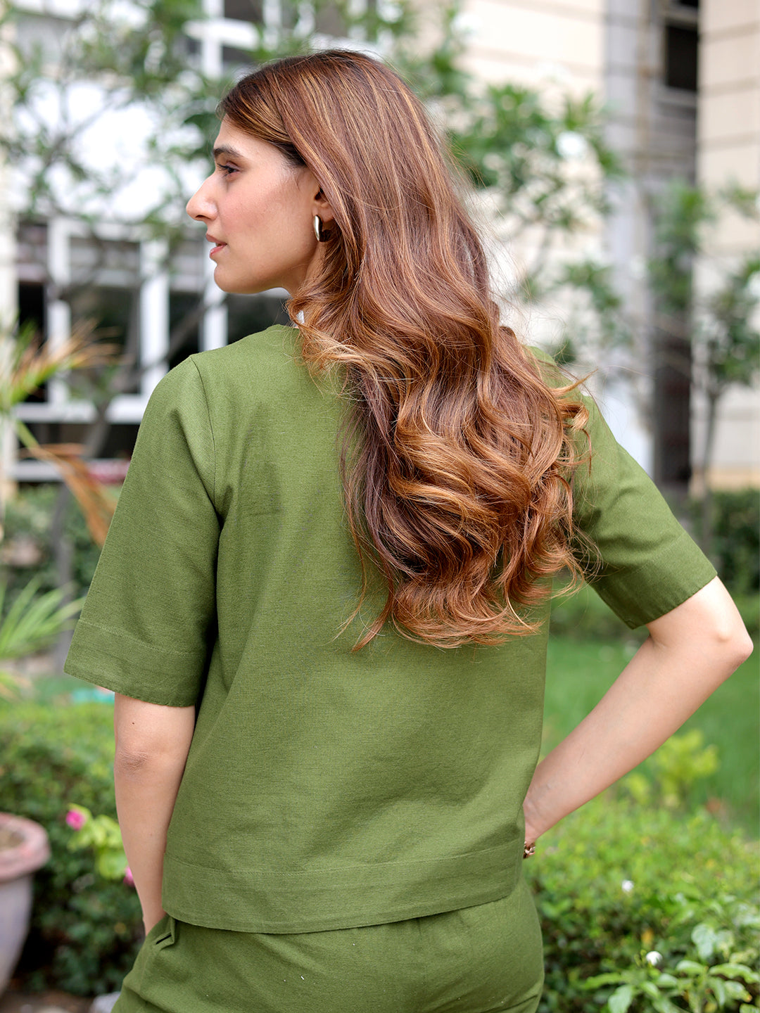 LinenLite Olive Ash Easy Fit Top