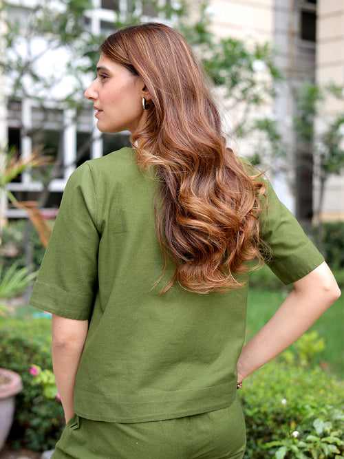 LinenLite Olive Ash Easy Fit Top