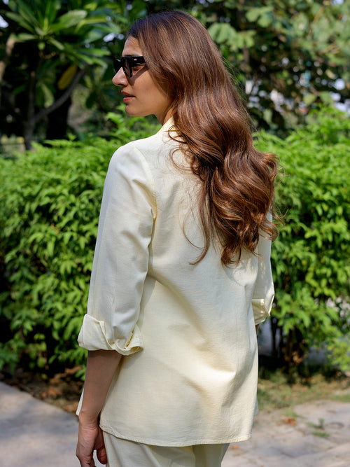 LinenLite Butter Yellow Pleated Tunic