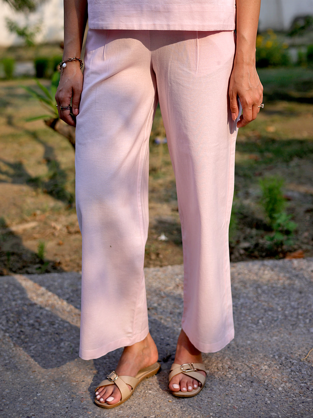 LinenLite Powder Pink Straight Pants