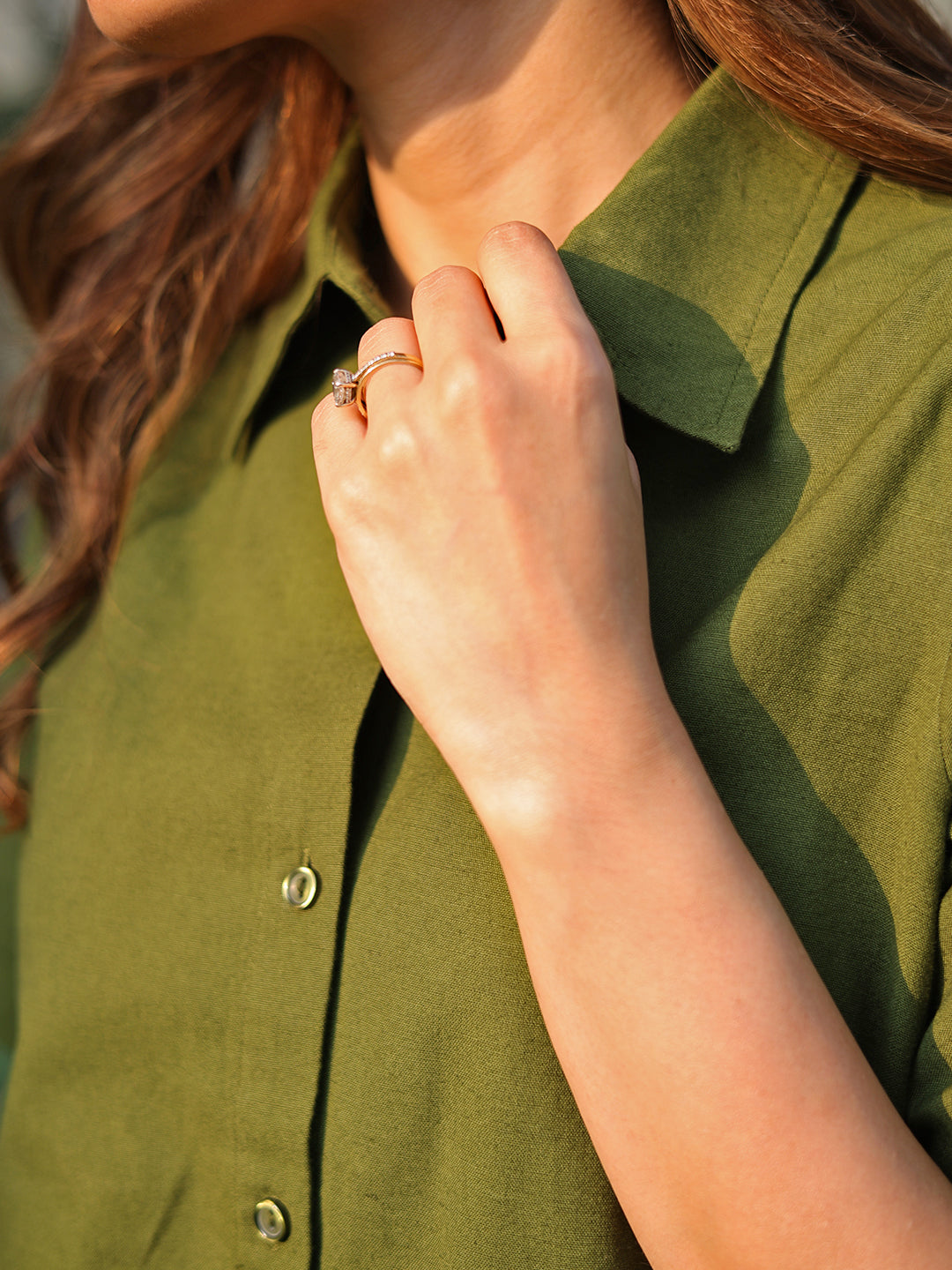 LinenLite Olive Ash Maxi Shirt Dress