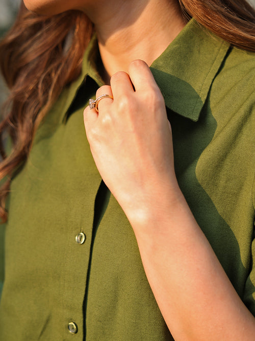 LinenLite Olive Ash Maxi Shirt Dress