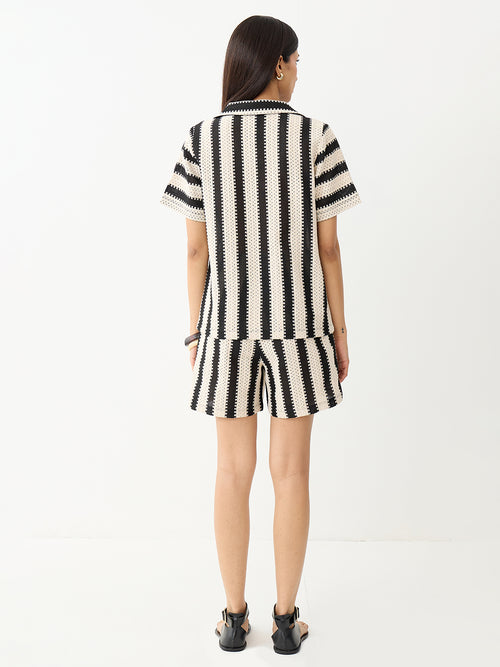 Black Stripe Crochet Co-Ord Set