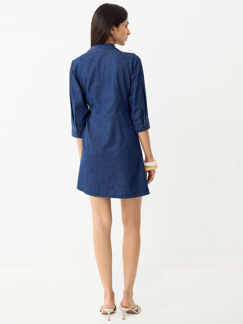 DenimLite Navy Wrap Mini Dress