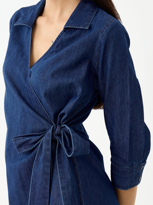 DenimLite Navy Wrap Mini Dress
