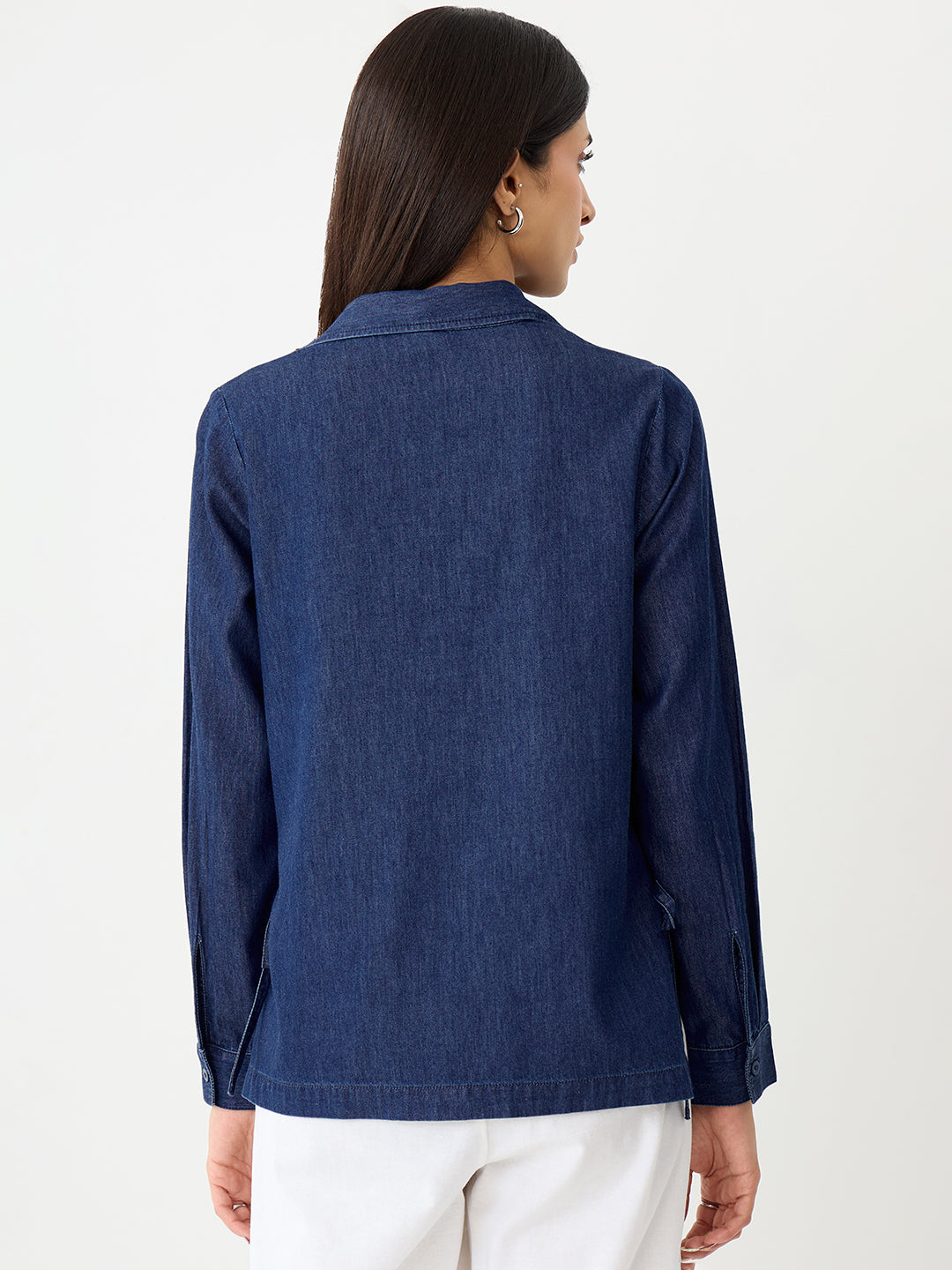 DenimLite Navy Side Tie-Up Detail Shirt