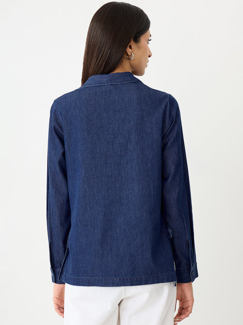 DenimLite Navy Side Tie-Up Detail Shirt