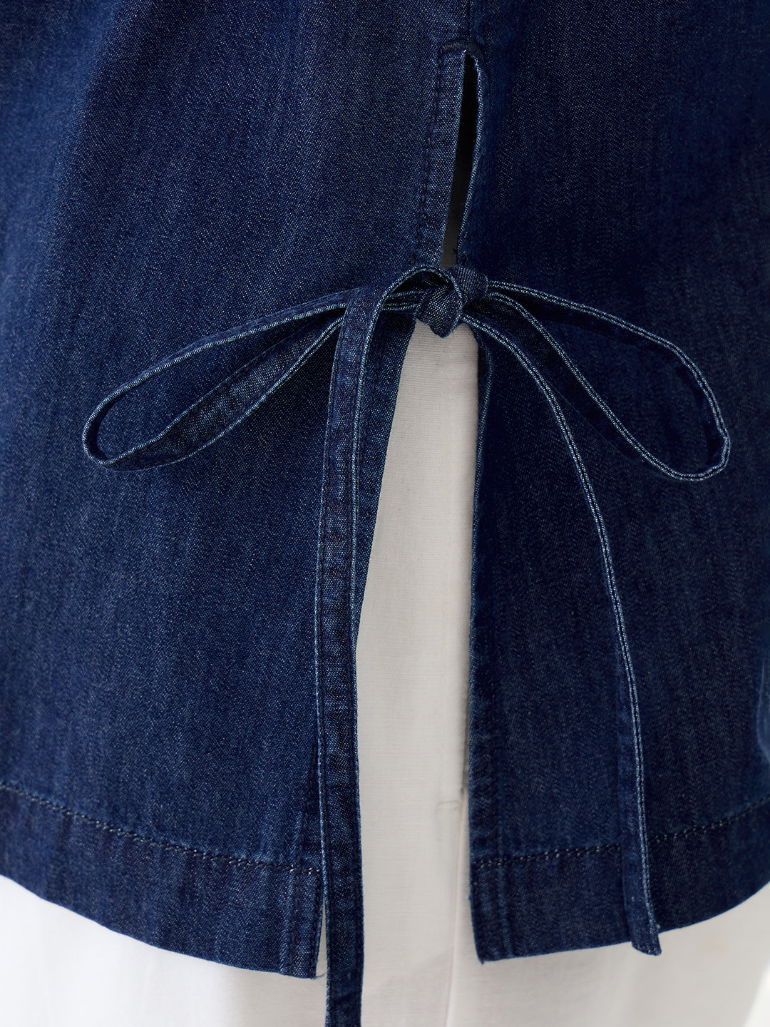 DenimLite Navy Side Tie-Up Detail Shirt