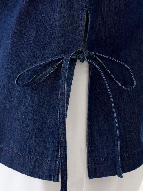 DenimLite Navy Side Tie-Up Detail Shirt