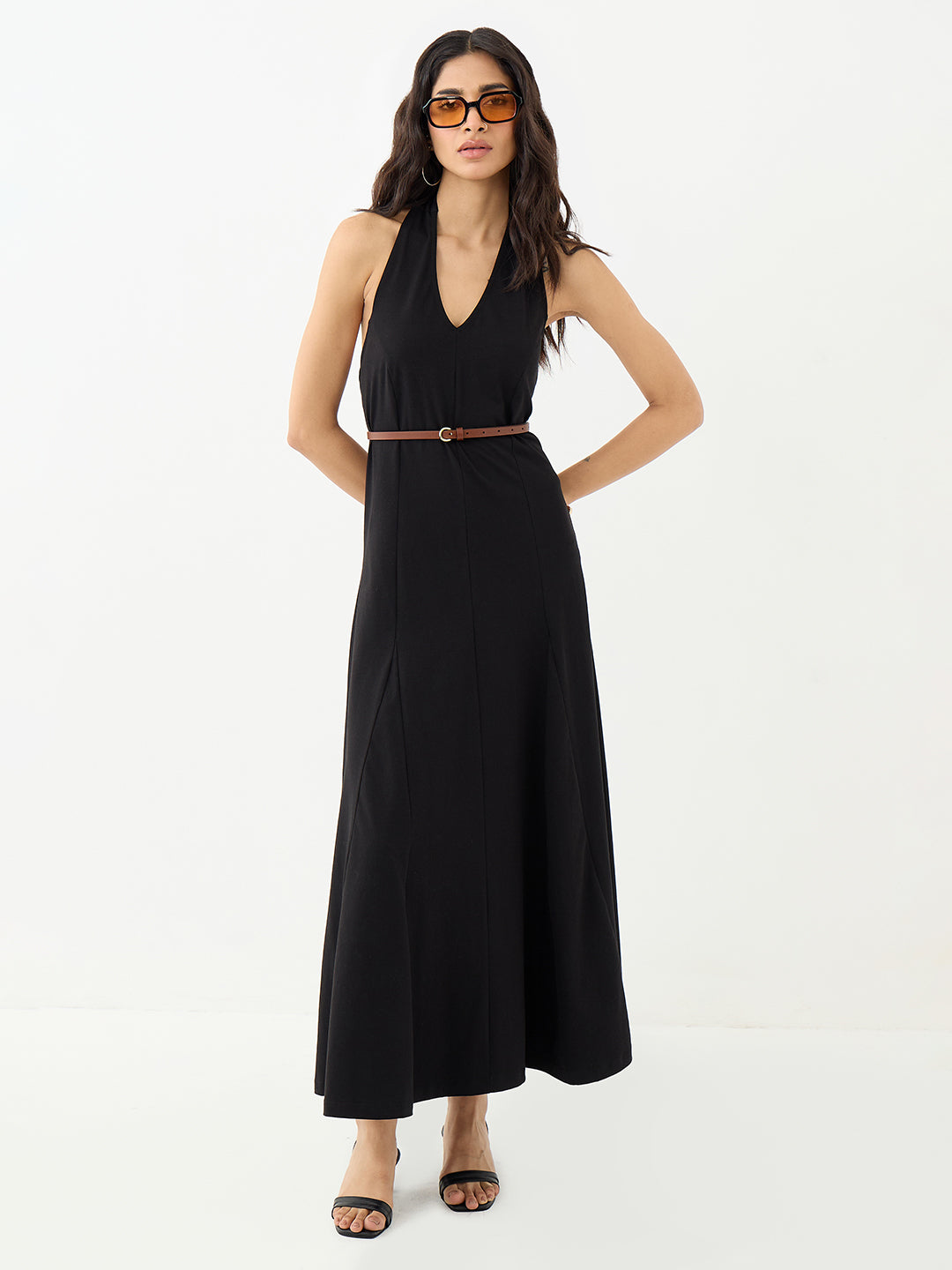 Brown Refined Slim Leather Belt