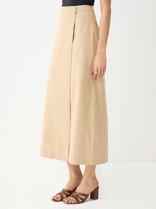Beige Wrap Maxi Skirt