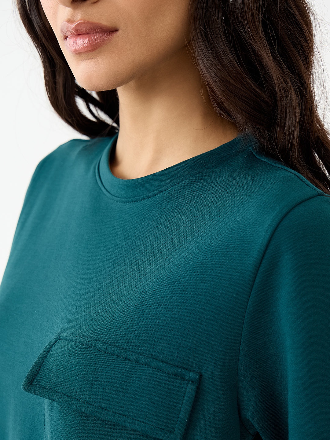 Teal Relaxed Fit Midi Knit Dress