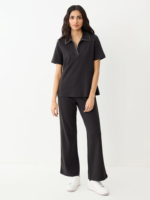 Black With Contrast Edge Knit Co-Ord