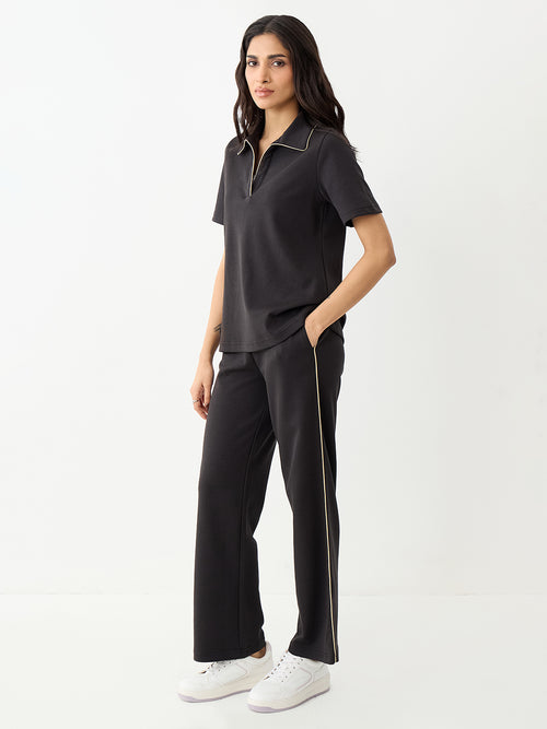 Black With Contrast Edge Knit Co-Ord