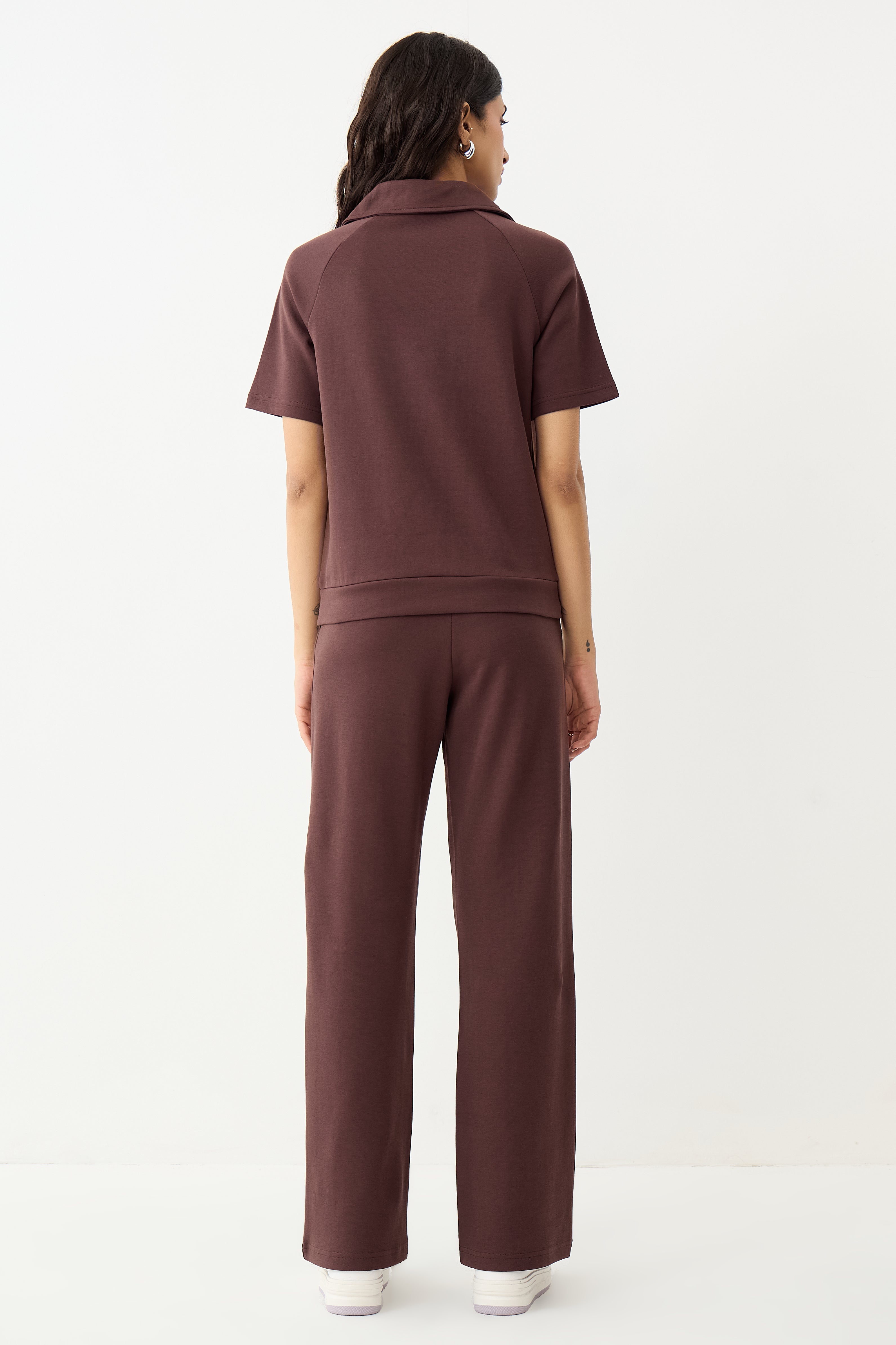 Coffee Brown Tonal Zip Knit Co-Ord