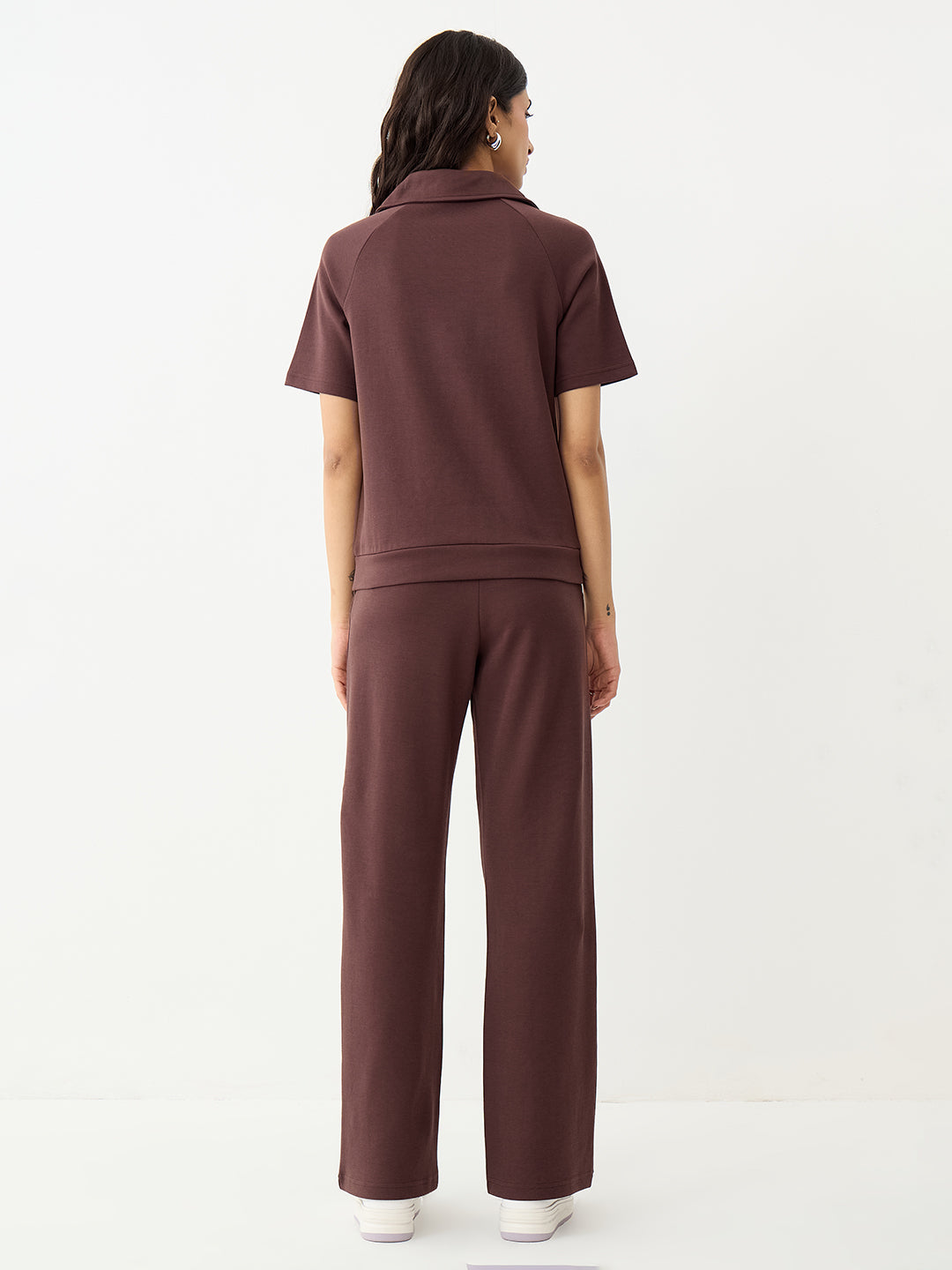 Coffee Brown Tonal Zip Knit Co-Ord