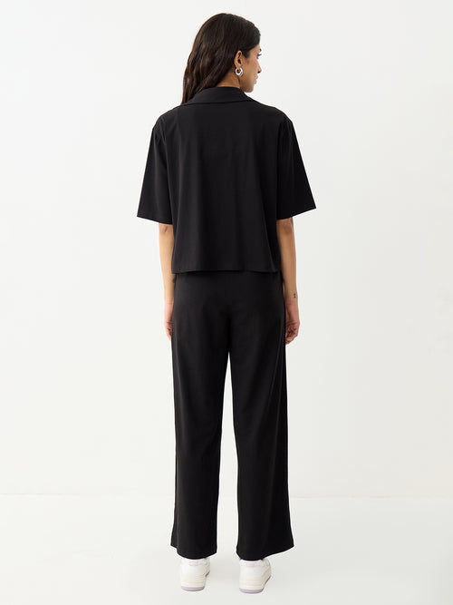 Black With Contrast Stitch Knit Co-Ord