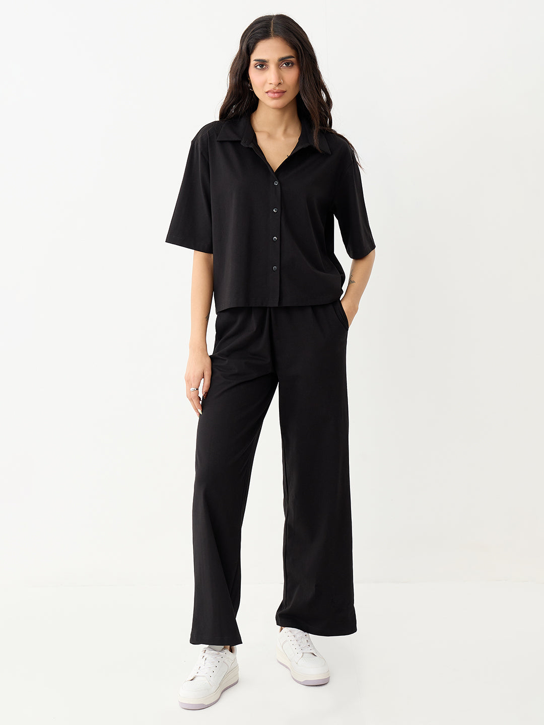 Black With Contrast Stitch Knit Co-Ord