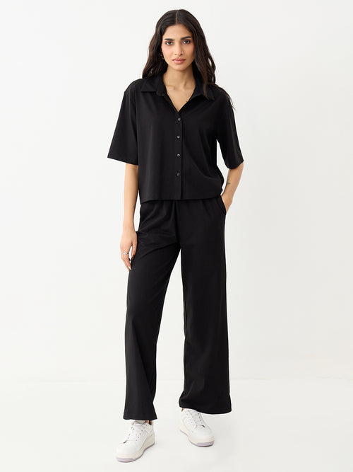 Black With Contrast Stitch Knit Co-Ord