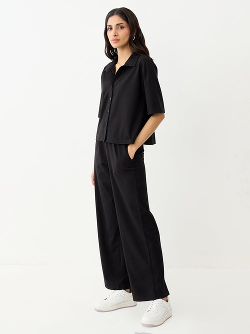 Black With Contrast Stitch Knit Co-Ord