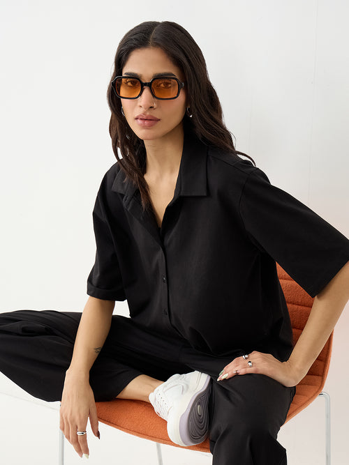 Black With Contrast Stitch Knit Co-Ord