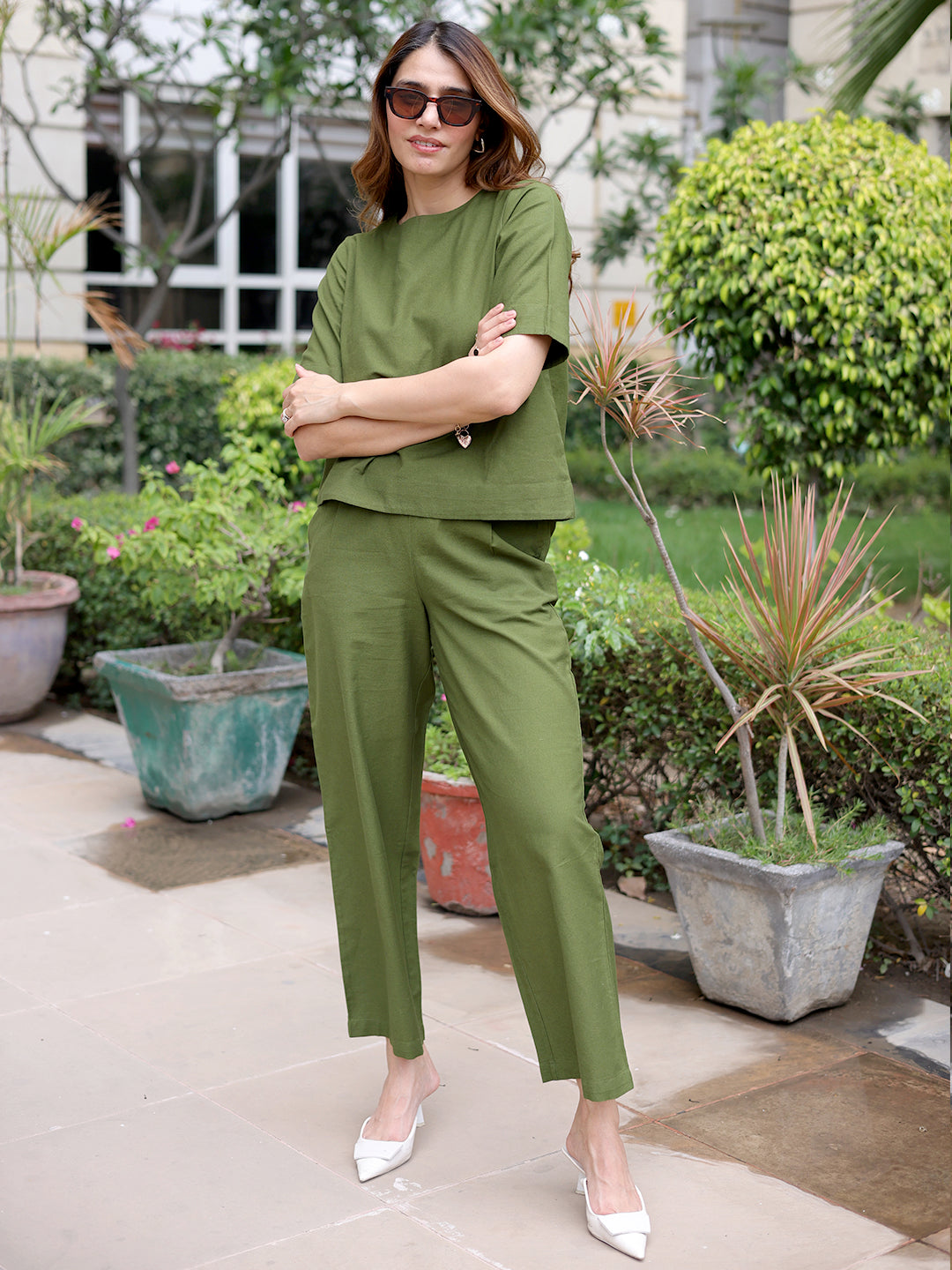 LinenLite Olive Ash Easy Fit Top